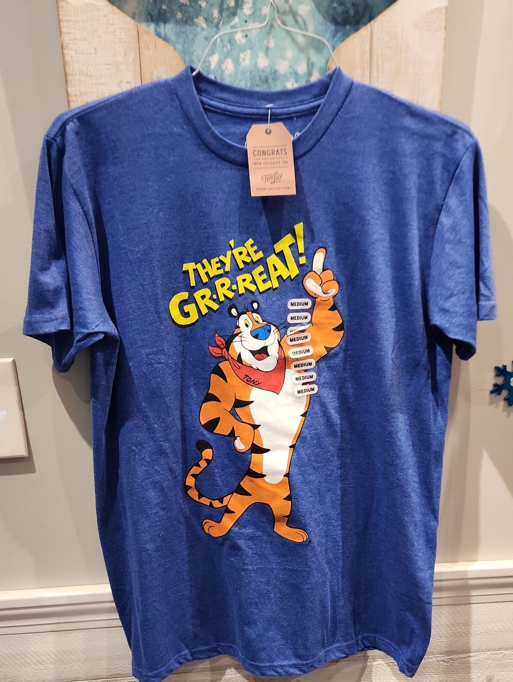 NWT Tony the Tiger They're Gr-r-reat! Graphic Tee in Blue Sz M